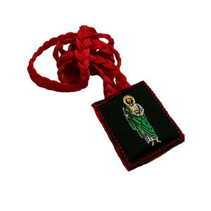 St Jude Our Lady of Guadalupe Rope Scapular Necklace Red
